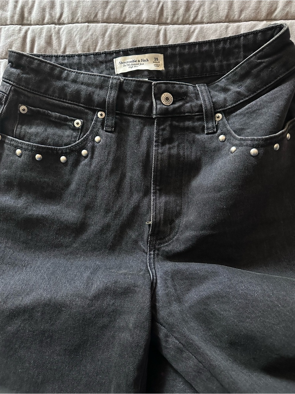 Abercrombie & Fitch Black Denim Jeans with Silver Studs